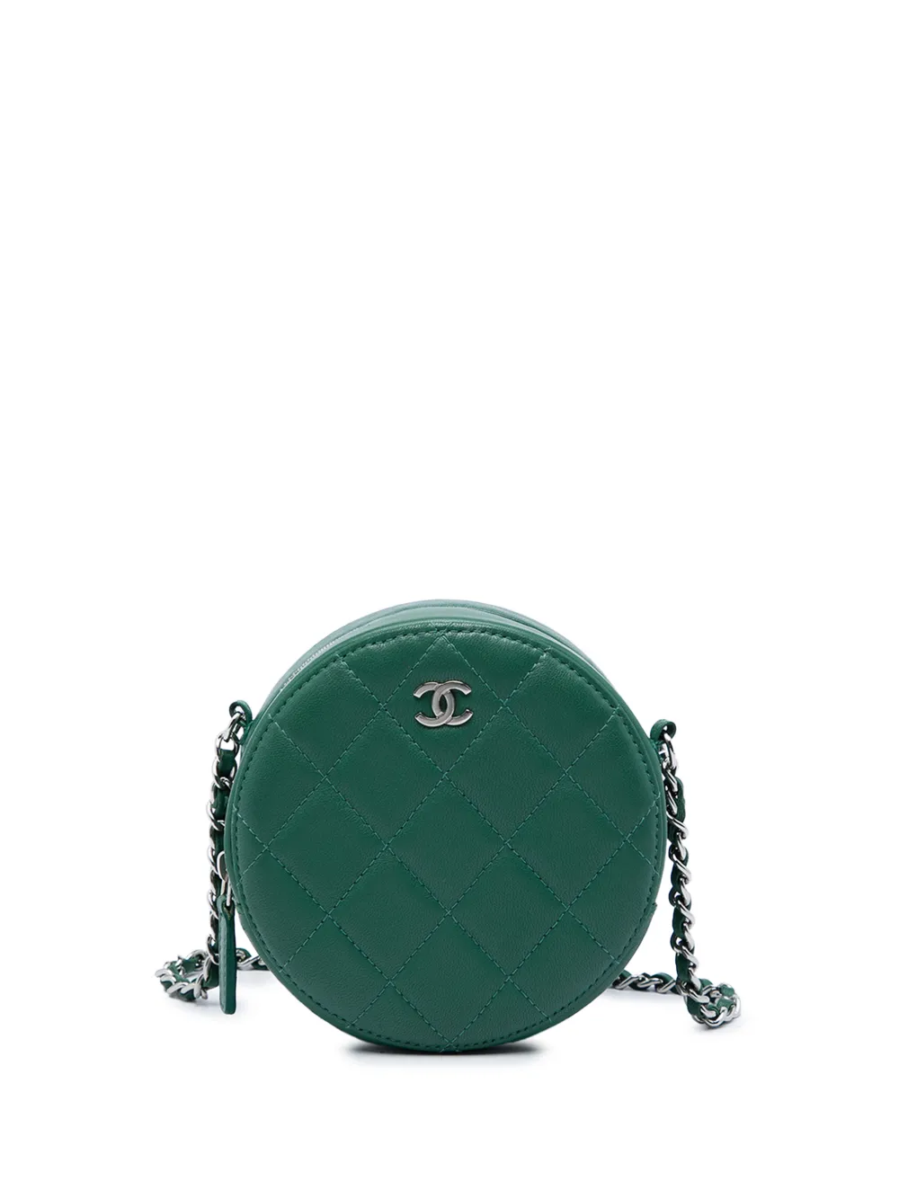 CHANEL Pre-Owned 2019 Quilted Lambskin Round crossbody bag - Verde