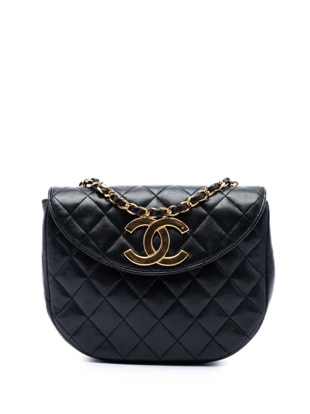 CHANEL Pre-Owned 1996-1997 XL CC Quilted Lambskin Round Flap crossbody bag - Nero
