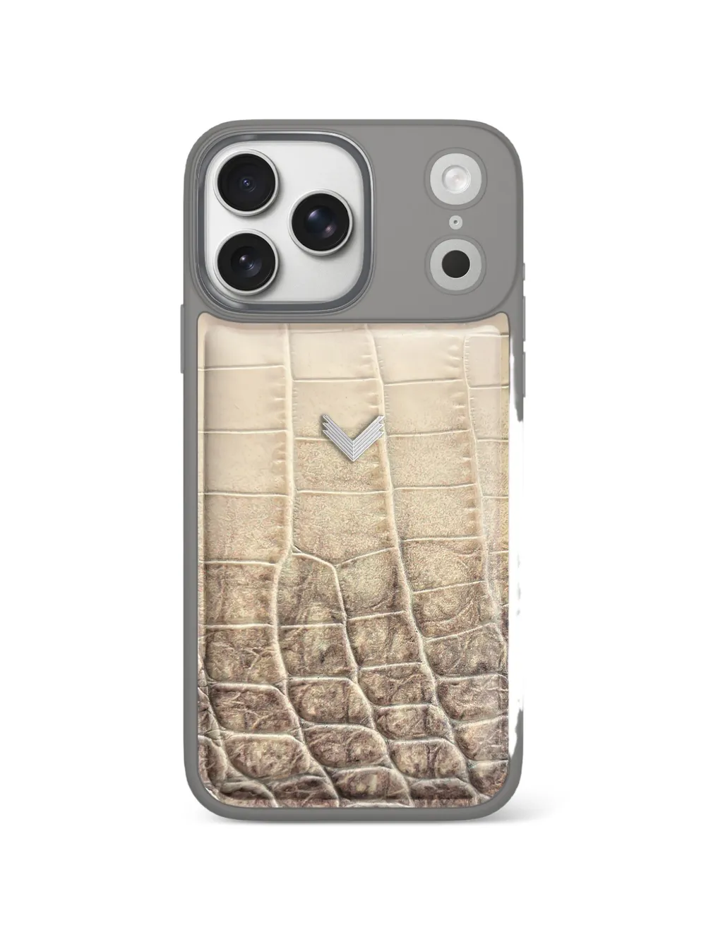 VELANTE croc-embossed leather iPhone 18 Pro Max case - Grigio