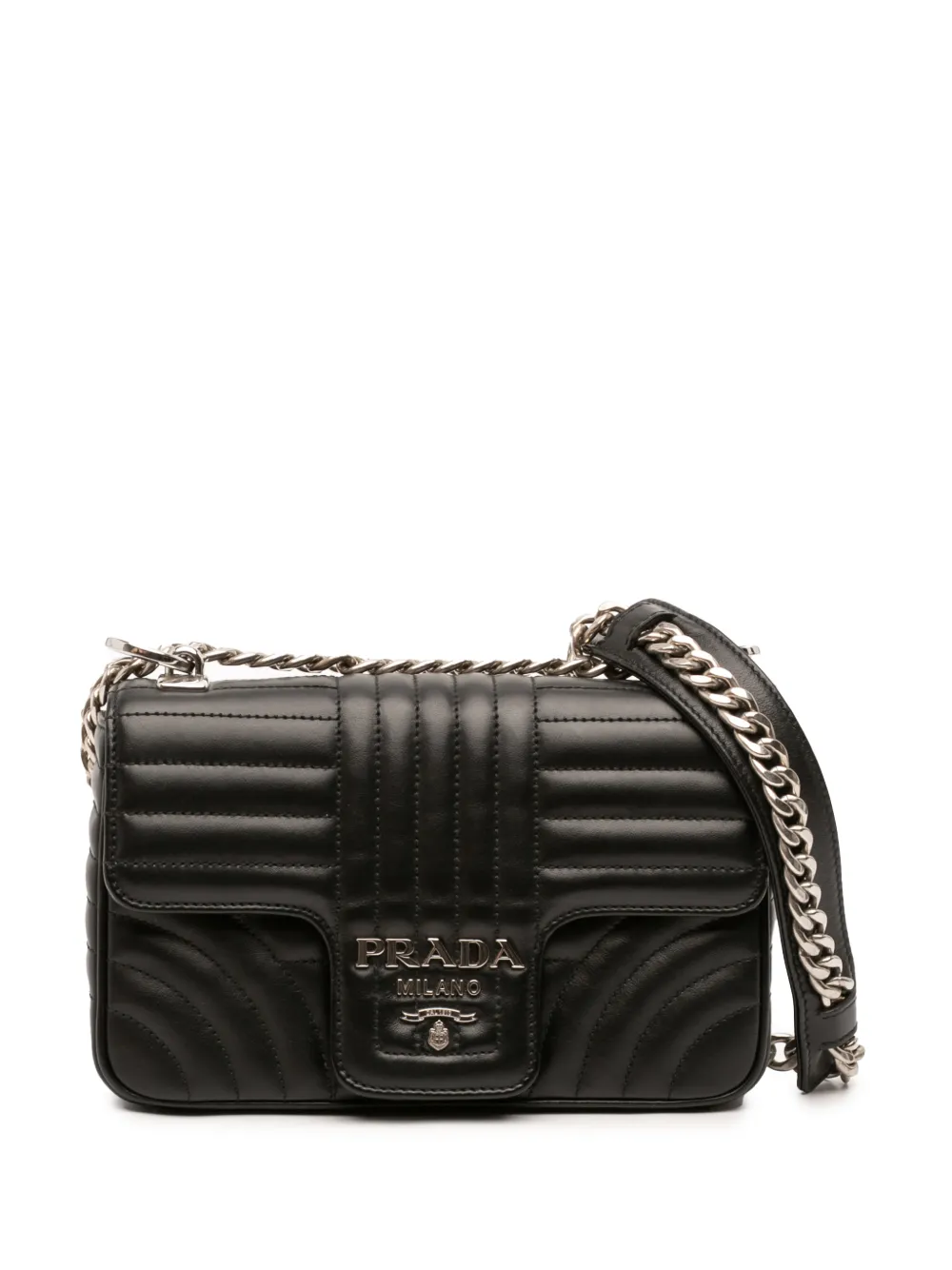 Prada Pre-Owned 2010-2026 Mini Soft Calf Impunture Diagramme crossbody bag - Nero