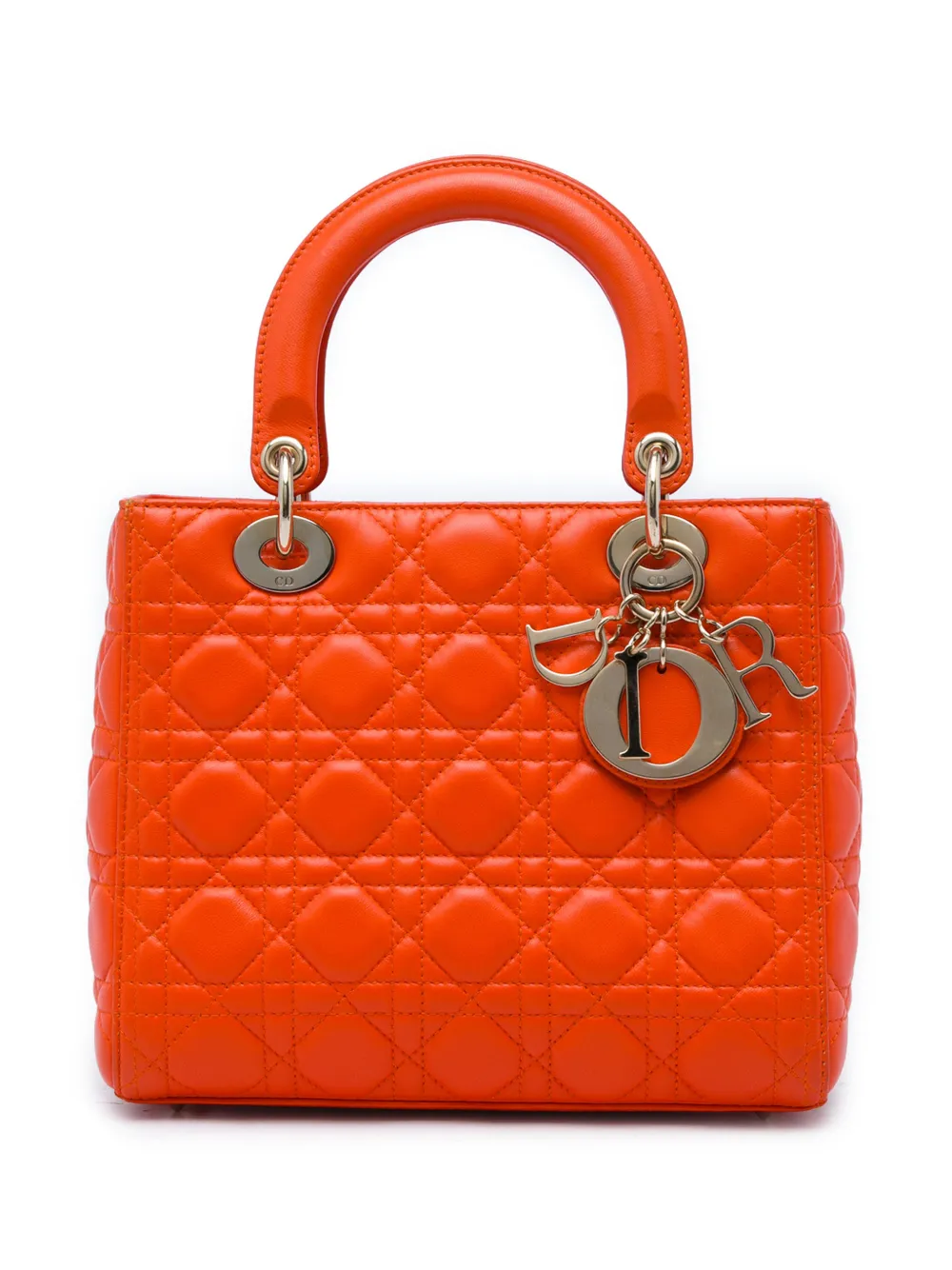 Christian Dior Pre-Owned 2012 Medium Lambskin Cannage Lady Dior satchel - Orange