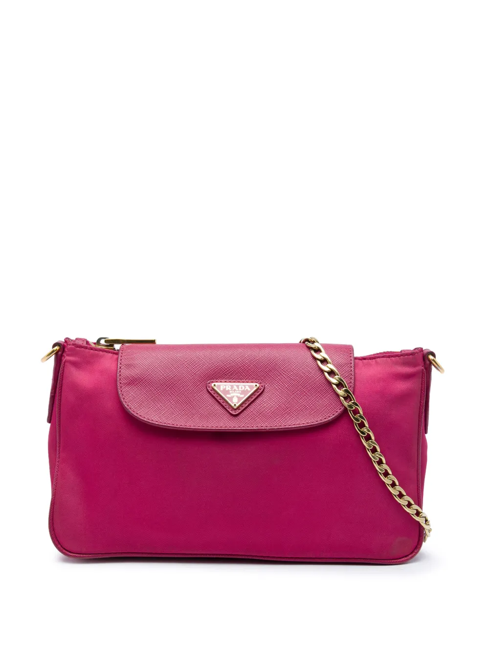 Prada Pre-Owned 2000-2013 Saffiano Trimmed Tessuto Chain crossbody bag - Rosa