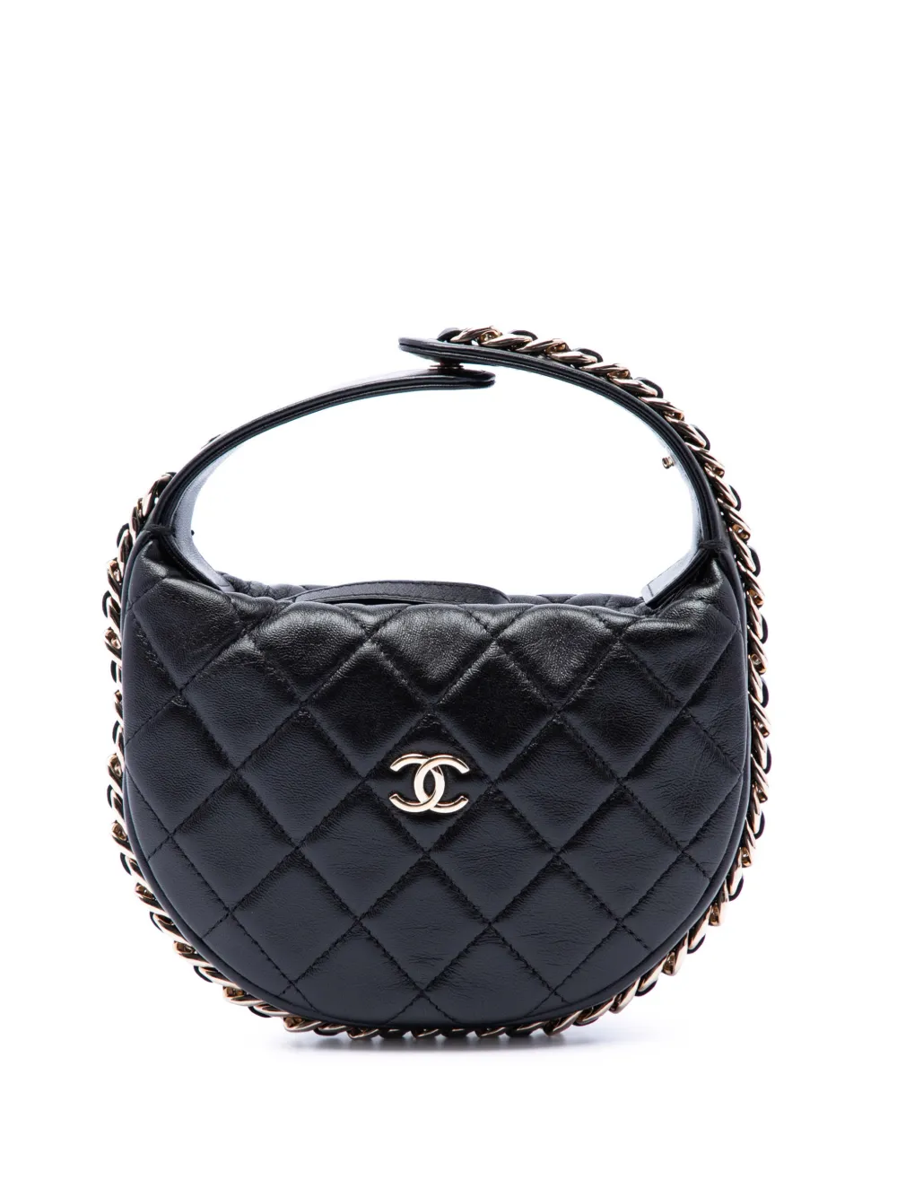 CHANEL Pre-Owned 2021-2026 Mini Quilted Lambskin Chain Around Pouch handbag - Nero