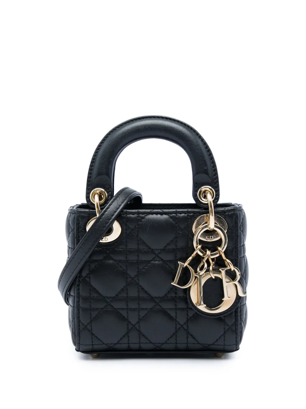 Christian Dior Pre-Owned 2022 Micro Lambskin Cannage Lady Dior satchel - Schwarz