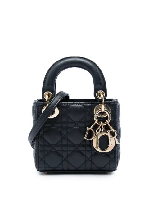 Christian Dior Pre-Owned 2022 Micro Lambskin Cannage Lady Dior satchel