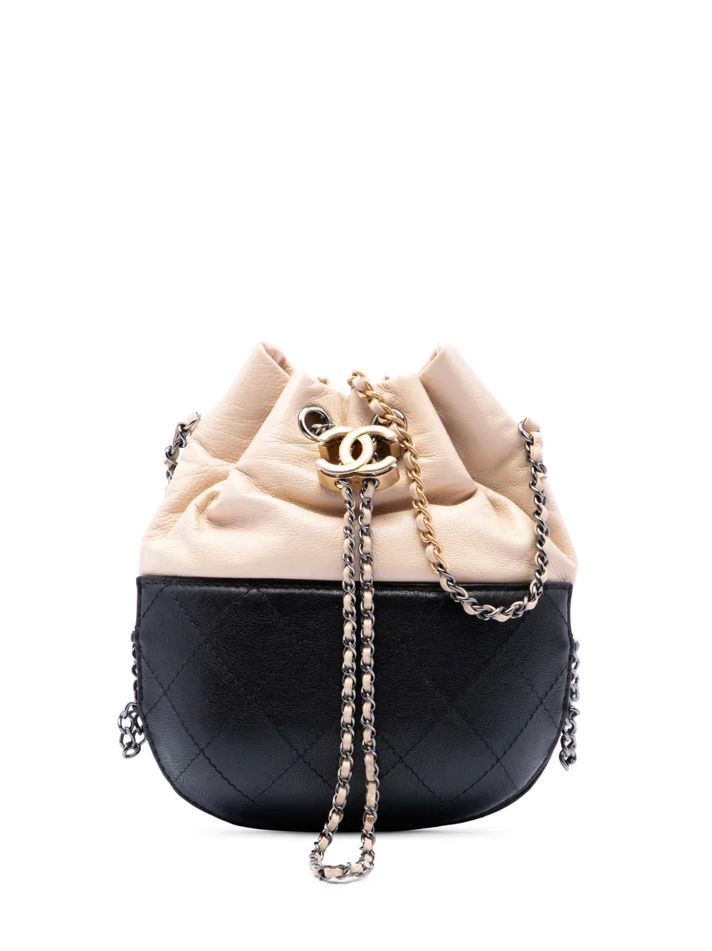CHANEL Pre-Owned 2017-2018 Small Bicolor Quilted Calfskin Gabrielle bucket bag - Toni neutri