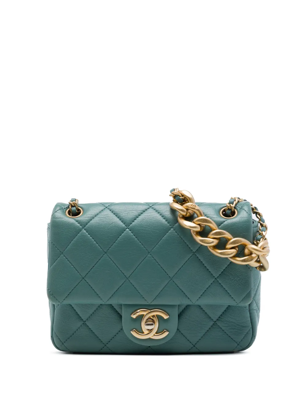 CHANEL Pre-Owned 2021-2026 Mini CC Quilted Calfskin Multi Chain Single Flap crossbody bag - Verde