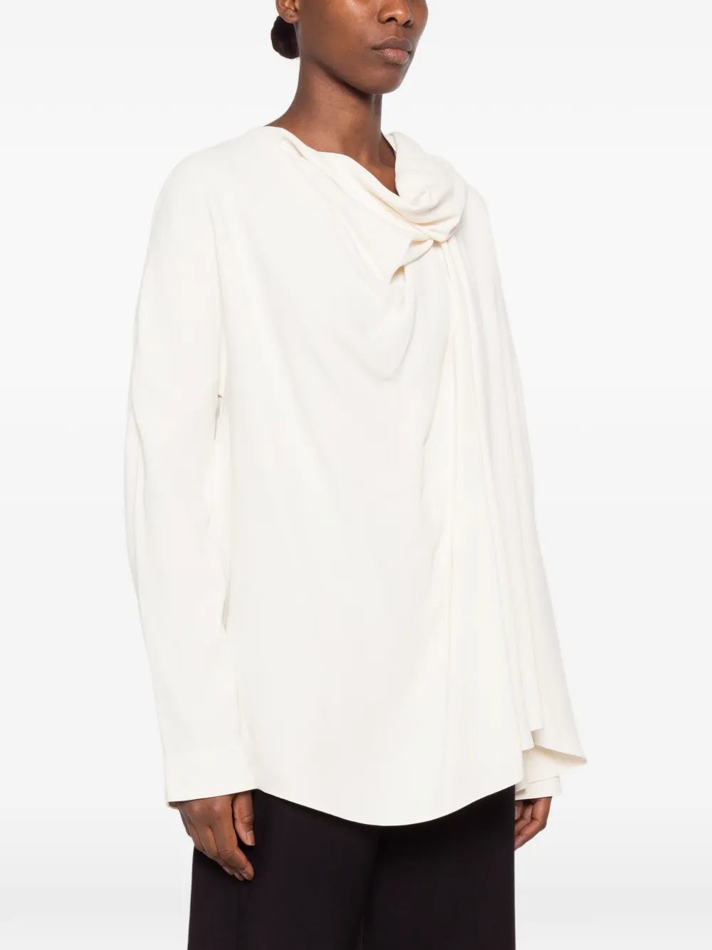 TOTEME Asymmetrische gedrapeerde cady blouse Beige