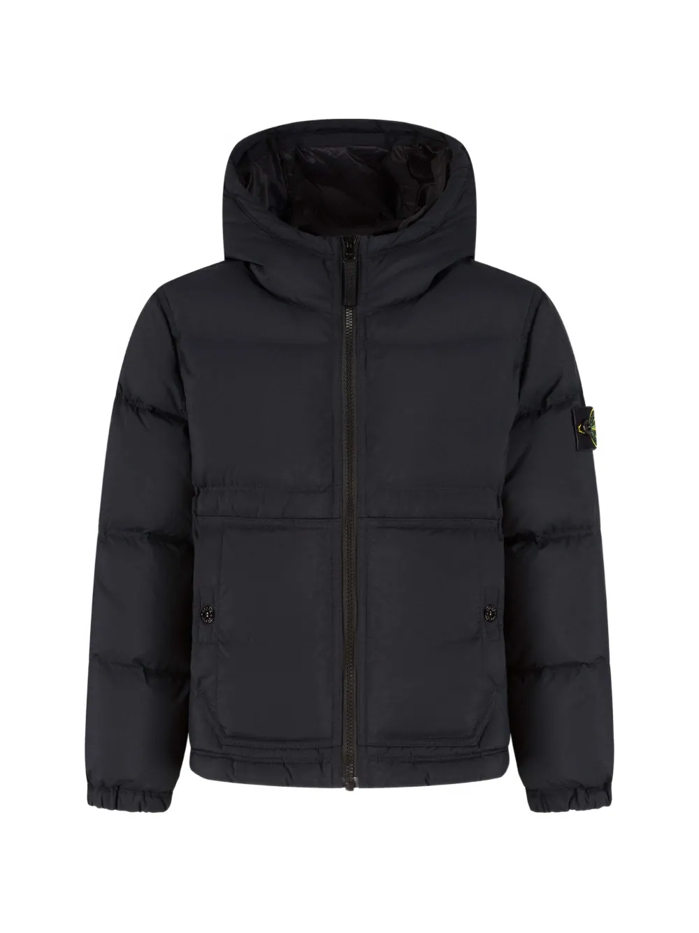 Stone Island Junior Compass-patch hooded puffer jacket - Noir Stone Island Junior Compass-patch hooded puffer jacket - Noir