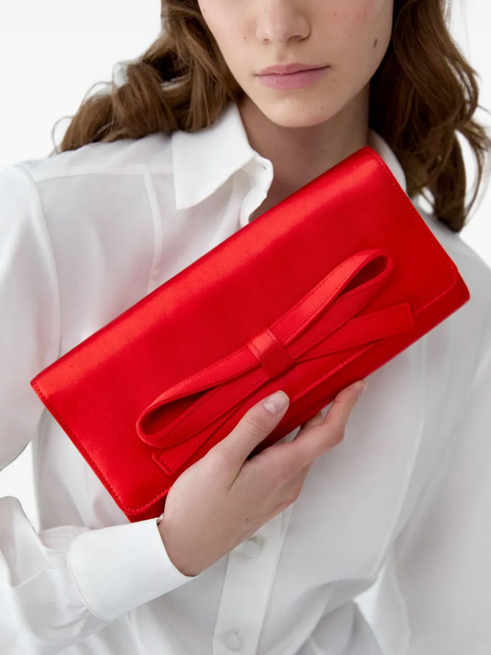 Carolina Herrera Margaret clutch met strikdetail Rood