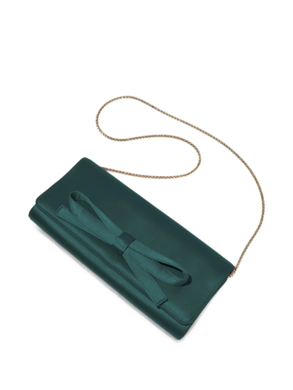 Carolina Herrera Margaret Bow-detail Clutch Bag in Green, view 4