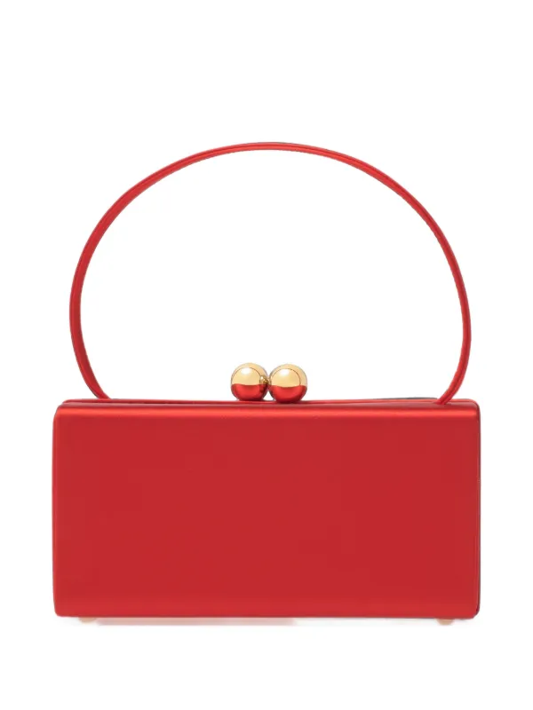 Carolina Herrera Mini Mimi Satin Clutch Bag in Red