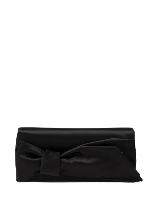 Carolina Herrera Karlita Bow-detail Satin Clutch Bag in Black