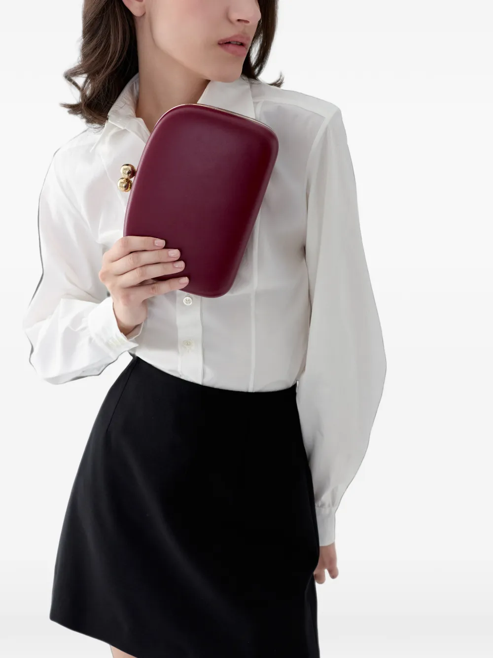 Carolina Herrera Vega leren clutch Rood