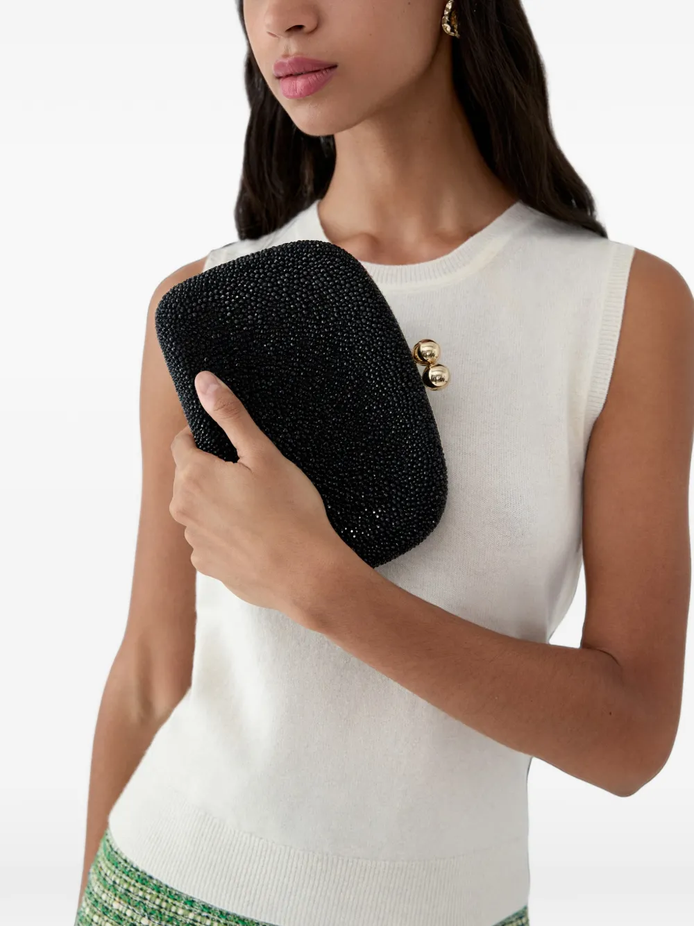 Carolina Herrera Vega clutch verfraaid met kristallen Zwart