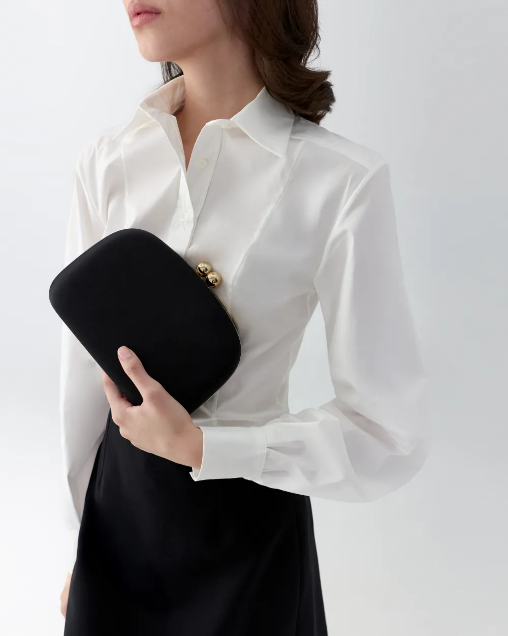 Carolina Herrera Vega satijnen clutch Zwart
