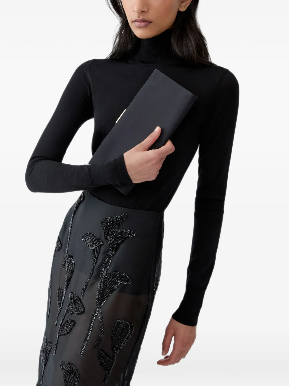 Carolina Herrera Pats silk faille clutch - Nero