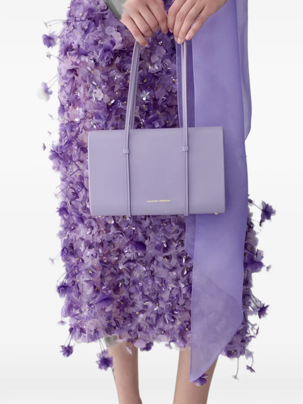 Carolina Herrera Luci leather shoulder bag Paars
