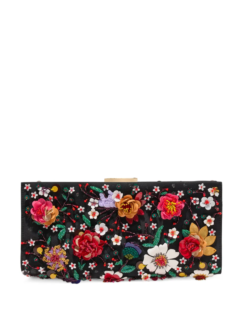 Carolina Herrera Pats floral-embroidered satin clutch bag