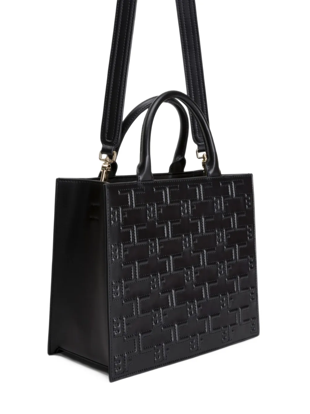Elisabetta Franchi bold monogram medium shopper bag Zwart