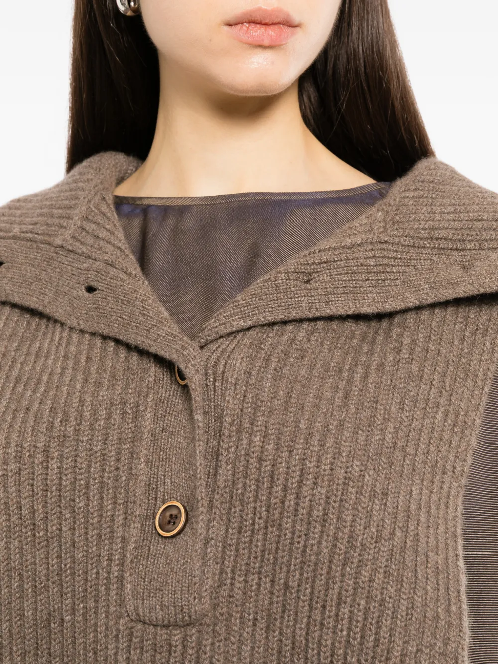 Uma Wang ribbed-knit button-up top Bruin