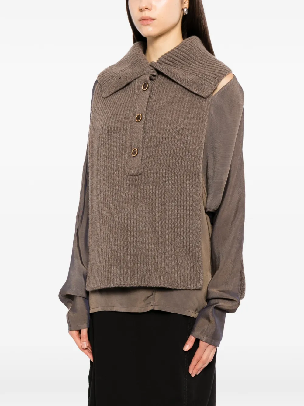 Uma Wang ribbed-knit button-up top Bruin