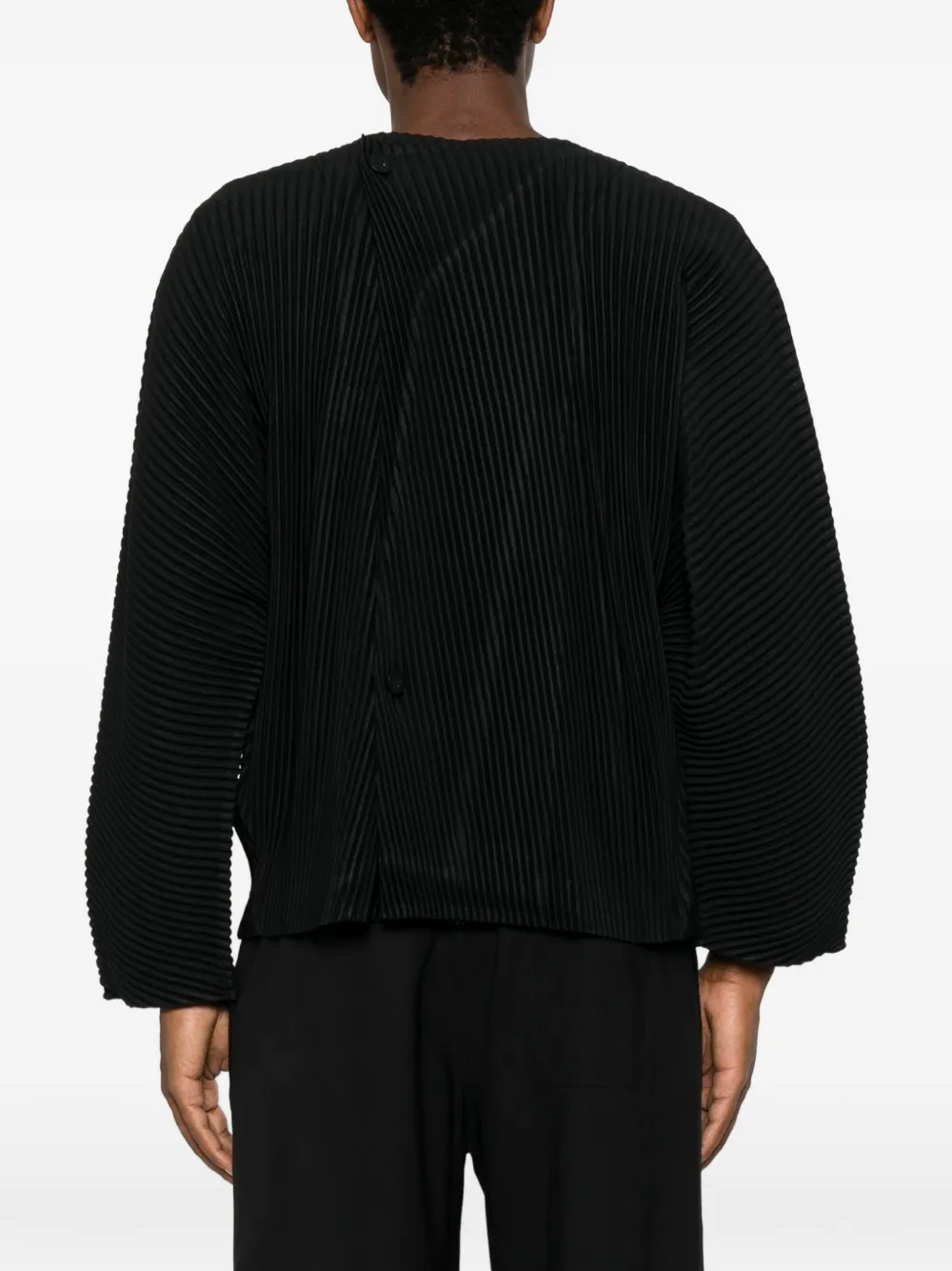 Homme Plissé Issey Miyake Shirtjack met plissé-effect en V-hals Zwart