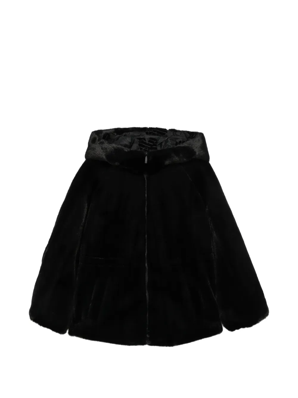 Emporio Armani Kapuzenmantel mit Reißverschluss - Schwarz
