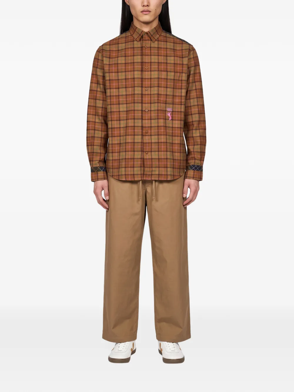 Barbour check embroidered-logo shirt Bruin