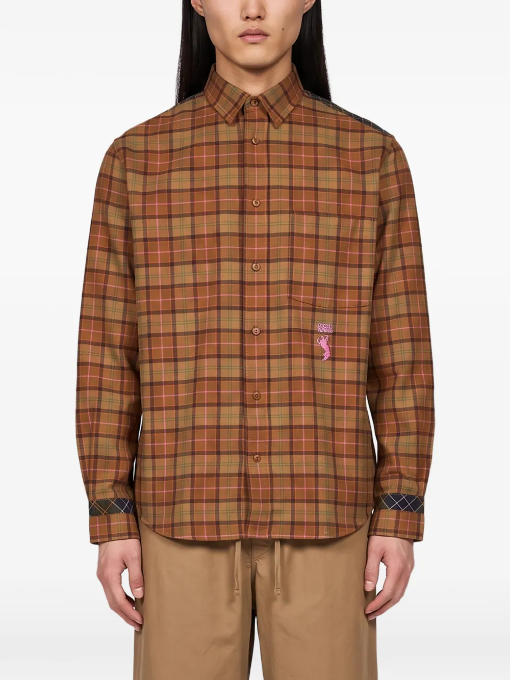 Barbour check embroidered-logo shirt Bruin