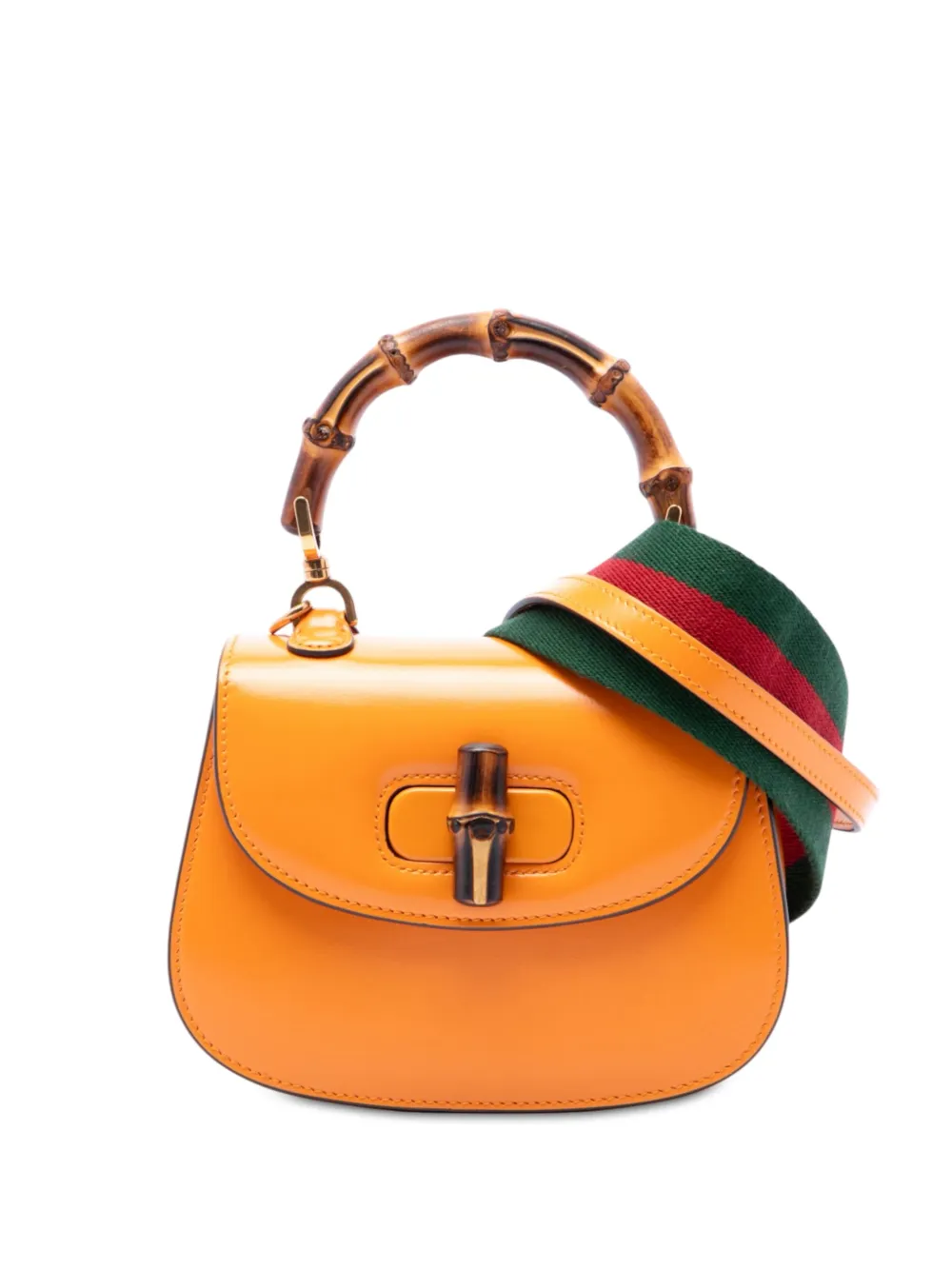 Gucci Pre-Owned 2016-2026 Mini Calfskin Web 1947 Bamboo Top Handle Bag ...
