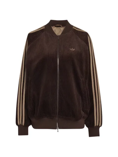 adidas corduroy stripe-detail track jacket