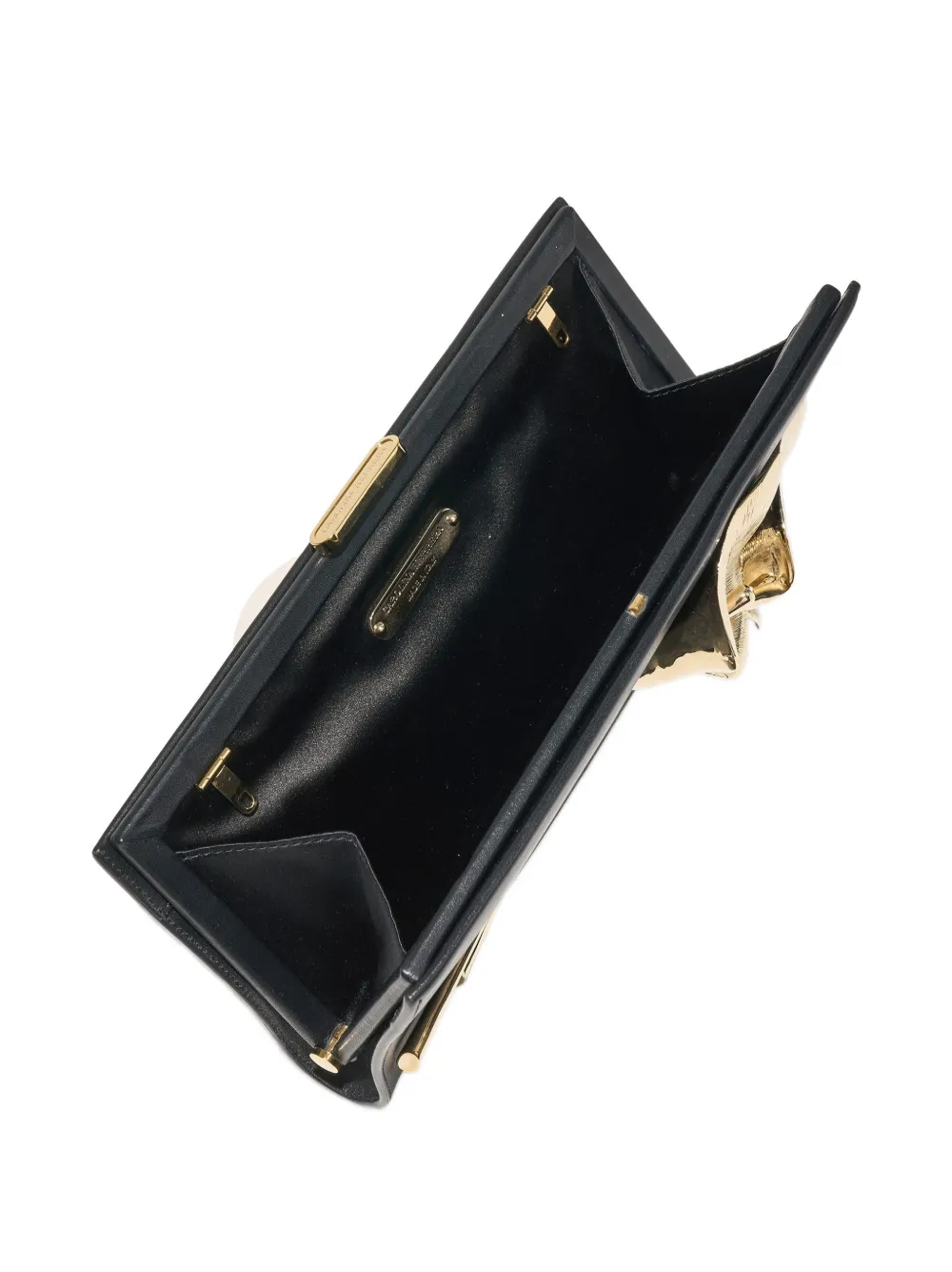 Carolina Herrera Pats Calla Lily leren clutch Zwart