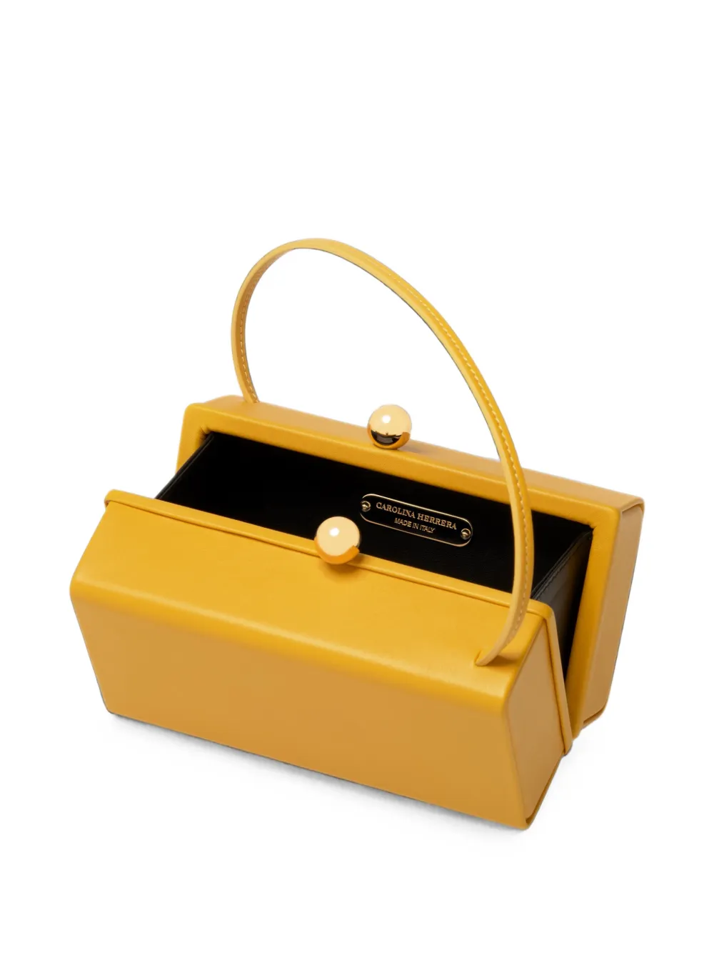 Carolina Herrera Mimi Leather Top Handle Bag in Yellow, view 3