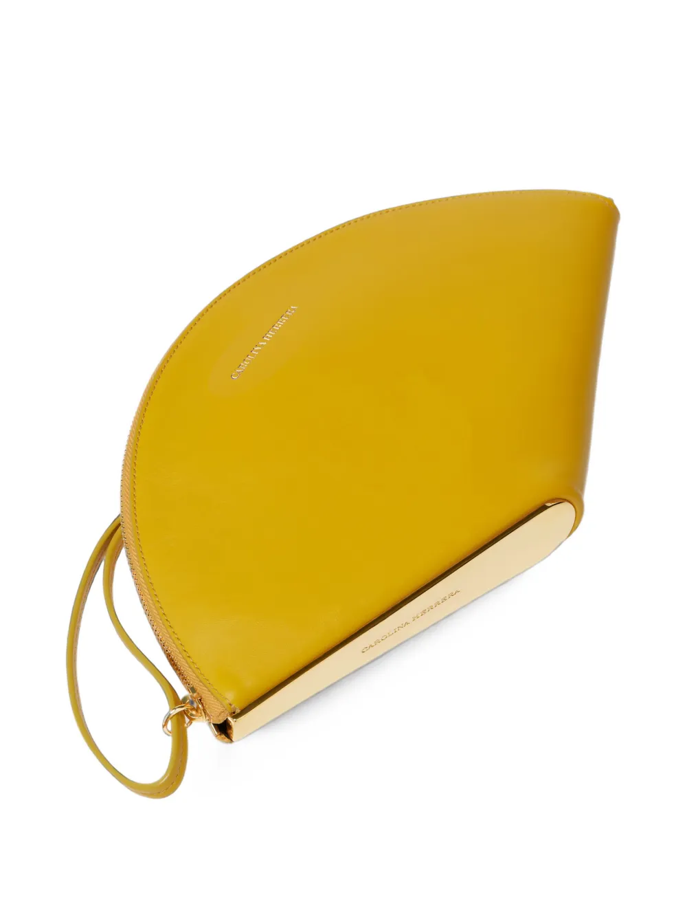 Carolina Herrera Consuelo Leather Clutch in Yellow, view 3