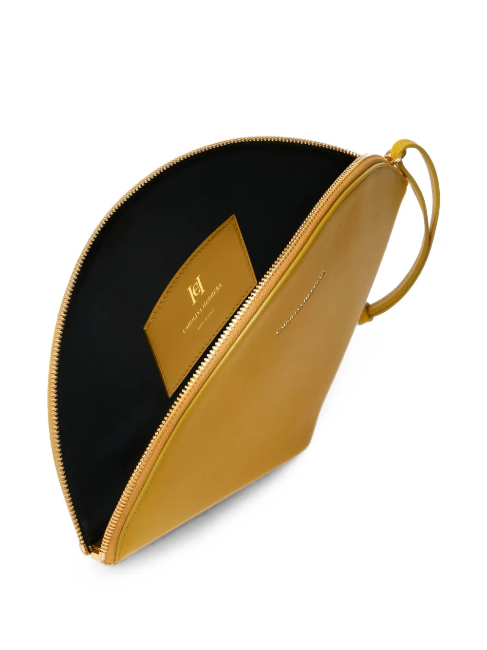 Carolina Herrera Consuelo Leather Clutch in Yellow, view 4