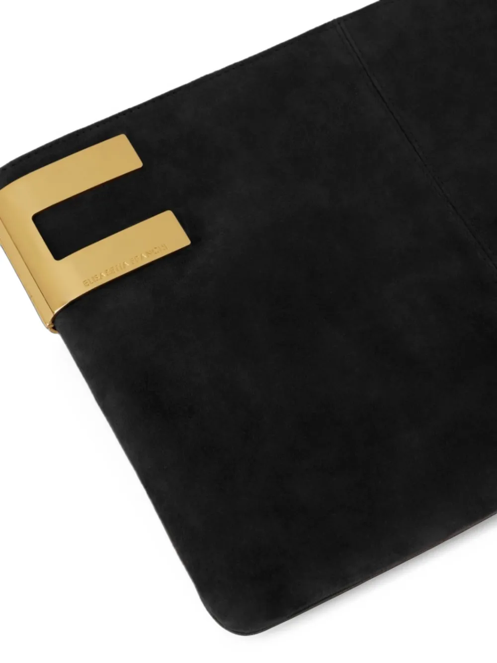 Elisabetta Franchi rêve noir suede pouch with metal logo Zwart