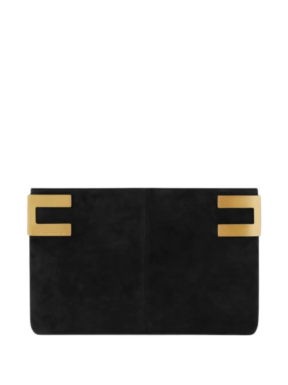 Elisabetta Franchi rêve noir suede pouch with metal logo - Schwarz