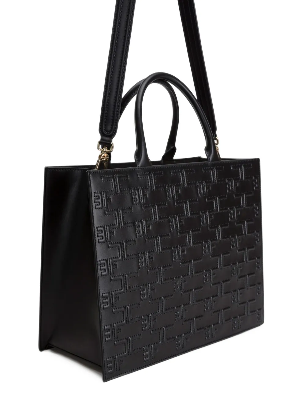 Elisabetta Franchi bold monogram large shopper bag Zwart