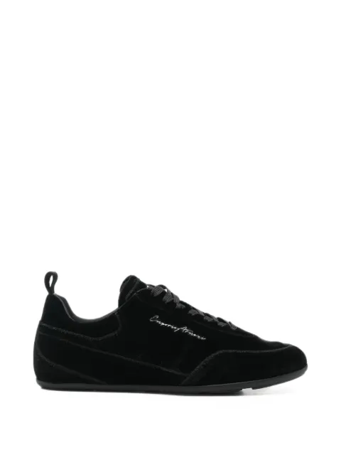 Emporio Armani velvet low-top sneakers with an embroidered side logo