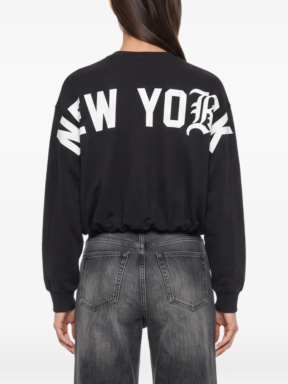 R13 New York 13 logo-print cropped sweatshirt Zwart