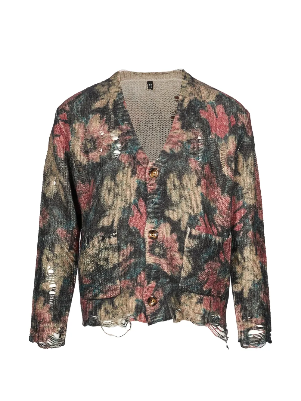 R13 floral-print cardigan - Schwarz