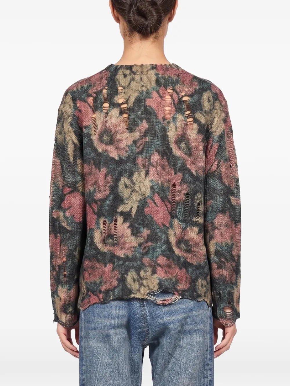 R13 floral-print cardigan Zwart