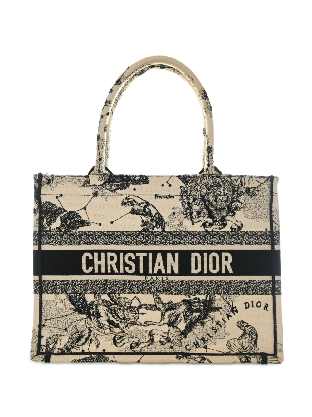 Christian Dior Pre-Owned sac cabas Book format moyen en toile brodée Toile de Jouy Zodiac (2023) - Blanc Christian Dior Pre-Owned sac cabas Book format moyen en toile brodée Toile de Jouy Zodiac (2023) - Blanc