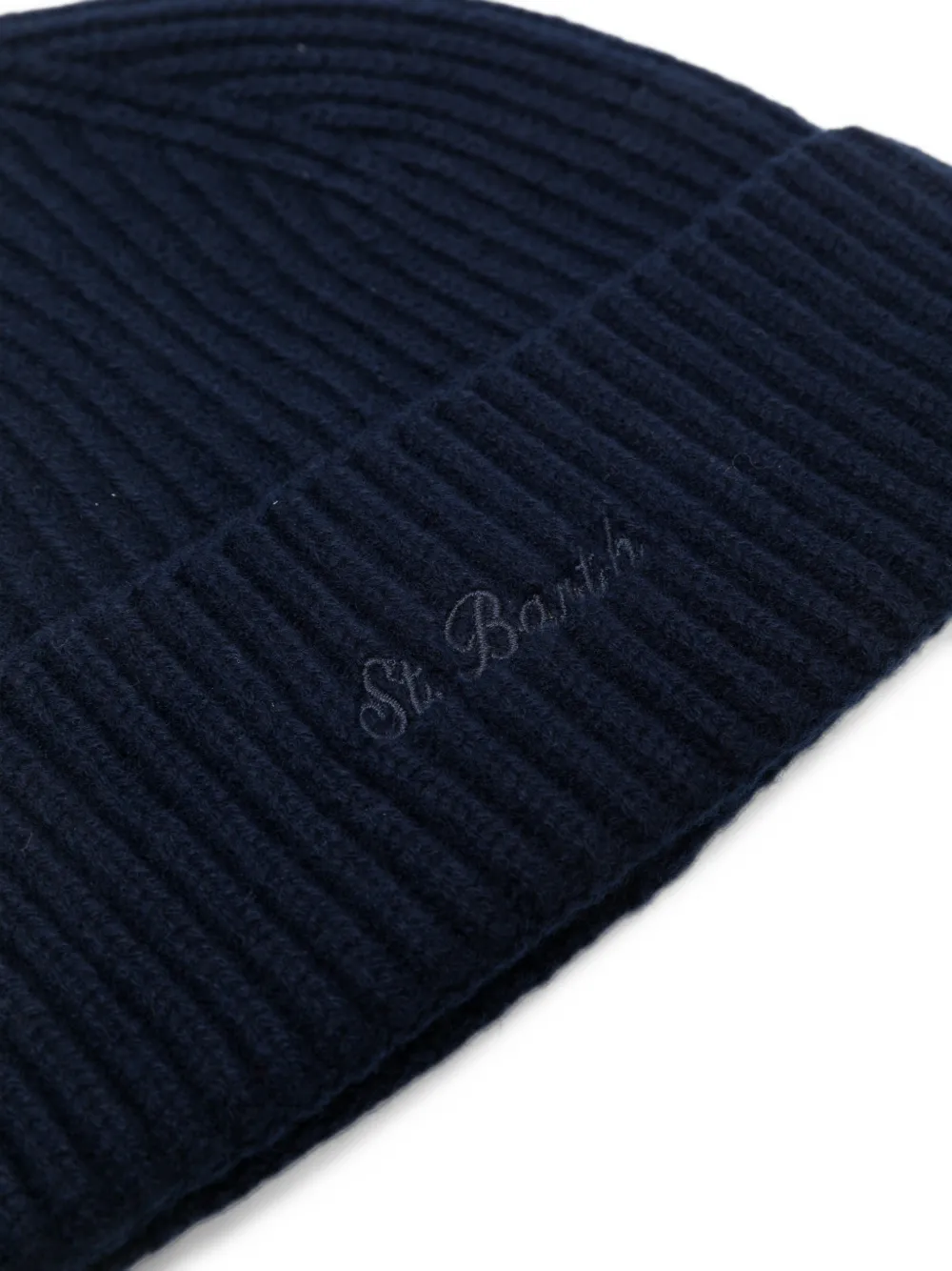 MC2 Saint Barth Ribgebreide muts met geborduurd logo Blauw