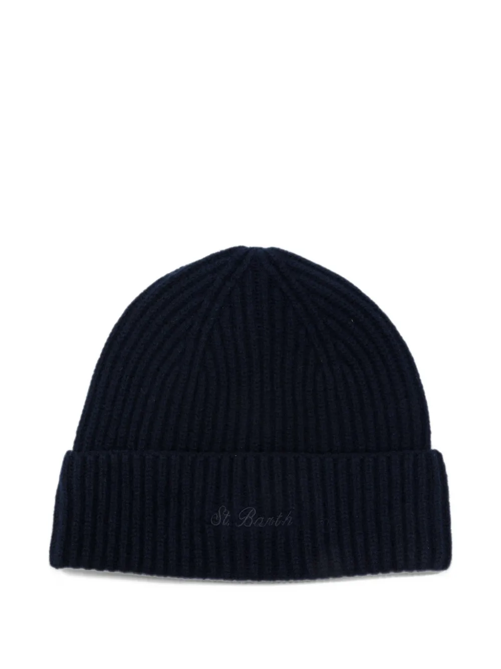 MC2 Saint Barth Ribgebreide muts met geborduurd logo Blauw