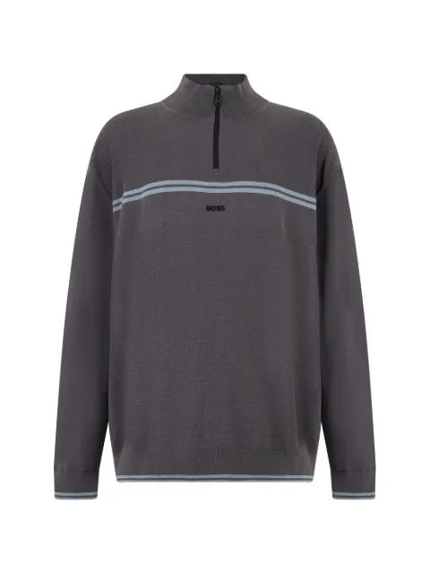 BOSS half-zip stripe-detail sweater