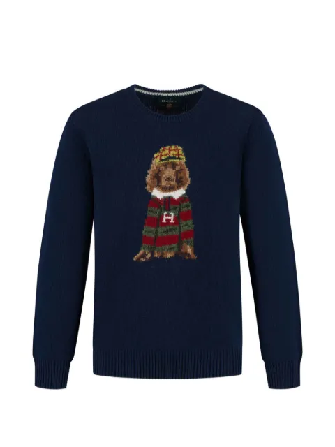 Hackett Kids dog-intarsia knitted sweater