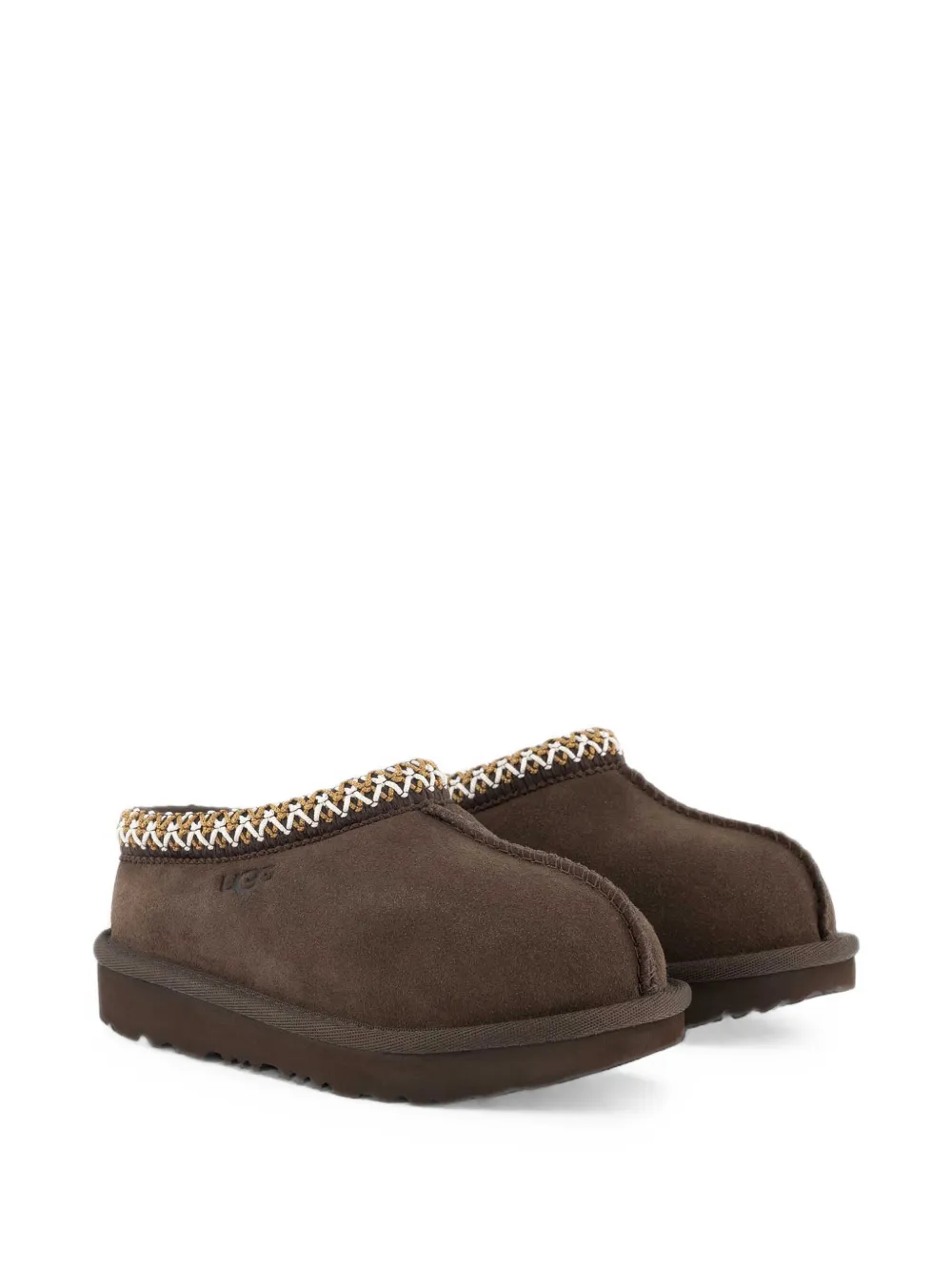 UGG Kids Tasman II embroidered suede slippers - Marrone