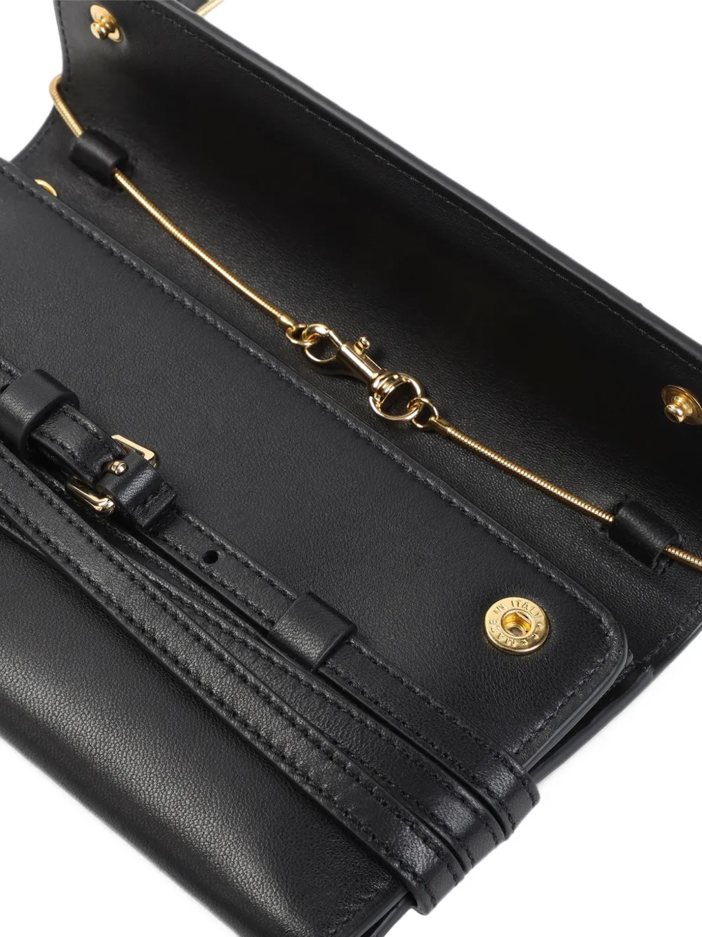 Moschino belted leather clutch bag Zwart